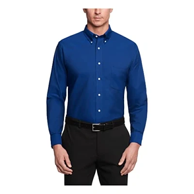 Abbildung von Van Heusen Herren Kleid Hemd Regular Fit Oxford Solid Buttondown Kragen, English Blue, X Groß