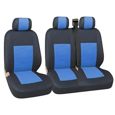Abbildung von 2+1 Vordere Van SItzbezüge Polyester Bus Schonbezüge Set Kunststoff Schwarz/Blau Sitzschöner Vorne PKW Neu Hochwertig Tierschutz