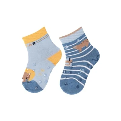 Abbildung von Sterntaler ABS crawling socks lion + bear, 2pack Socken für Kinder, Größe: 18, Graues blau
