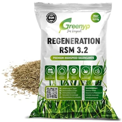 Abbildung von Greenyp Turbo Nachsaat RSM 3.2 I Rasensamen schnellkeimend Frühjahr 0,8kg für 35m² Ideal gegen Lücken als Neu &amp; 100% Grassamen Rasensaat Gras Reparaturrasen