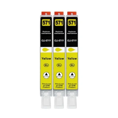 Abbildung von 3 XXL Druckerpatronen kompatibel zu CLI 571 Y Gelb für Canon PIXMA MG5750 MG5751 MG5752 MG5753 MG6850 MG6853 MG7750 MG7753 TS5050 TS5053 TS5055 TS6050 TS6052 TS8050 TS8053 TS9050 TS9055