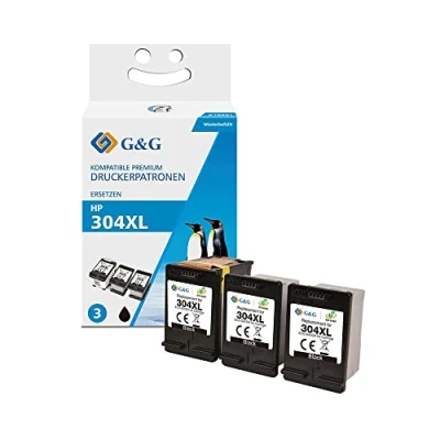 Abbildung von G&amp;G Druckerpatronen Set kompatibel zu 3X HP 304XL/ N9K08AE ECO Saver 1x Adapter + XL Tintentanks Schwarz für Deskjet 2630,2632,2633,2634,3700,3720,3730,3732,3735,HP Envy 5020,5030,5032,5034