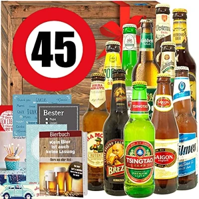 Abbildung von Ideen 45. Geburtstag ++ 12er Bierbox Welt und DE 45 Geschenk Mann