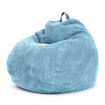 Abbildung von Green Bean Indoor Sitzsack 90x110cm EPS Perlen Füllung &amp; Cordstoff Kuschelig Weich Waschbar Drinnen Bodenkissen Liegekissen Sitzkissen Sitzhocker Relax Sessel Kinder Erwachsene Stoff Hellblau
