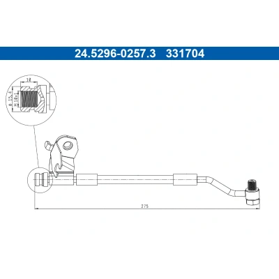 Abbildung von ATE 24.5296 0257.3 Bremsschläuche 275 M10x1 HYUNDAI: i20 I Schrägheck