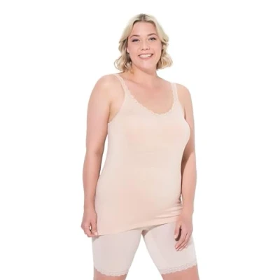 Abbildung von Ulla Popken Hautfreundlich Unterhemd/shirt, Damen, Größe: 58/60, Beige