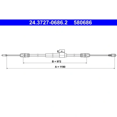 Abbildung von ATE 24.3727 0686.2 Handbremsseil 1190 FORD: Transit V363 Pritsche / Fahrgestell
