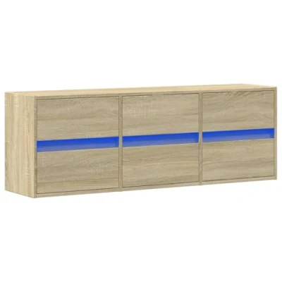 Abbildung von vidaXL TV Wandschrank, Schrank Lowboard mit LED Beleuchtung, Hängeschrank Fernsehschrank für Wohnzimmer, Fernsehtisch Board Hängend, Sonoma Eiche