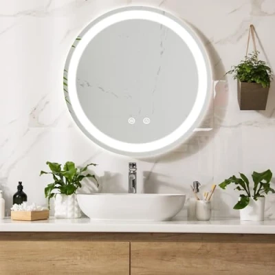Abbildung von pro.tec LED Badspiegel Maratea Wandspiegel mit Beleuchtung Warmweiß Neutral Kaltweiß runder Lichtspiegel Ø80cm Touch, Antibeschlag, Memory Funktion dimmbar Silber