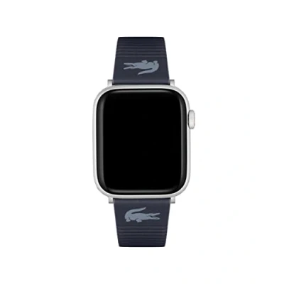 Abbildung von Lacoste Unisex Band für Apple Watch aus Marinblaues Leder mit Streifen Prägung