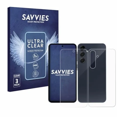 Abbildung von Savvies 6 Stück Schutzfolie für Samsung Galaxy A55 5G (Display+Rückseite) Displayschutz Folie Ultra Transparent