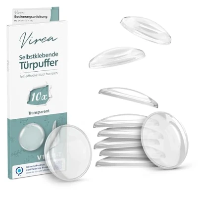 Abbildung von virea 10 x Türstopper 40 8 mm Transparent Selbstklebende Türpuffer Elastische Wandpuffer Zum Schutz von Wänden und Möbeln Wand Stopper in dezentem Design Türgriff Puffer