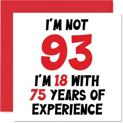 Abbildung von Geburtstagskarte zum 93. Geburtstag für Frauen und Männer Nicht 93 I&#039;m 18 With 75 Years Experience Lustige Nunety Third Happy Birthday Karte Mama, Papa, Großvater, Oma, 145 mm x
