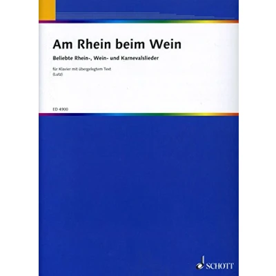 Abbildung von Am Rhein beim Wein: Eine Sammlung der bekanntesten , Wein und Karnevalslieder, leicht gesetzt. Klavier mit Text.