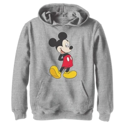 Abbildung von Disney Characters Traditional Mickey Boy&#039;s Hooded Pullover Fleece, Athletic Heather, Small