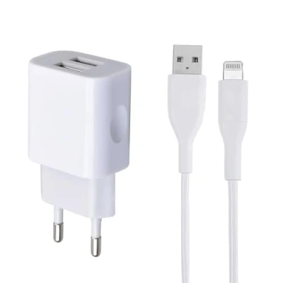 Abbildung von iPhone Ladegerät, Doppel USB Stecker + Lightning Kabel für 14/14 Plus/14 Pro/14 Max/13/12/11/XR/XS/SE/Mini/X /8/7/6, iPad, AirPods Ladegerät mit