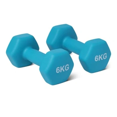 Abbildung von Amazon Basics Hantel Set, Neoprenbeschichtung, 6 kg, Cyan