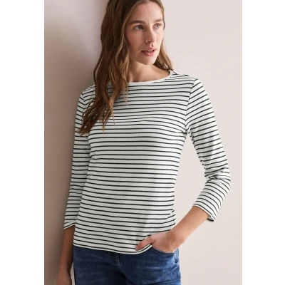 Abbildung von Cecil Gestreiftes Langarmshirt, Damen, Größe: XL, Weiß