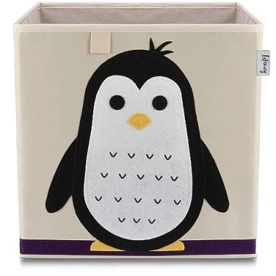 Abbildung von LIFENEY Aufbewahrungsbox mit Pinguin Motiv I Spielzeugbox Tiermotiv passend für Würfelregale Ordnungsbox das Kinderzimmer Aufbewahrungskorb Kinder