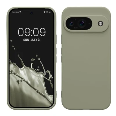 Abbildung von kwmobile Handyhülle kompatibel mit Google Pixel 9 Hülle Handy Case aus weichem Silikon in Graugrün