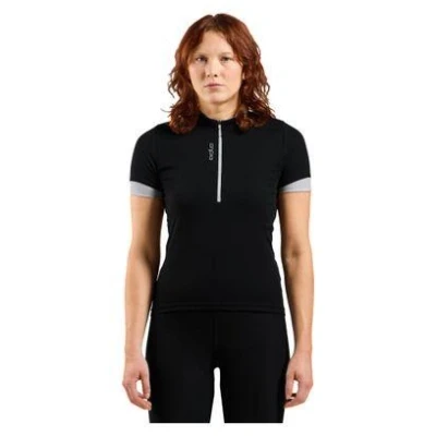 Abbildung von ODLO Essential 1/2 ZIP Cyclingtrikot, Damen, Größe: Medium, Black/odlo silver grey