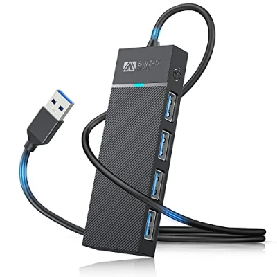 Abbildung von 4 Port USB Hub 3.0 mit 50cm Kabel,Ultra Slim hub,USB verteiler Datenhub Extra Leicht Super Speed für MacBook Air/Pro/Mini, iMac, XPS, Laptop, Flash Drives, Mobile HDD und mehr