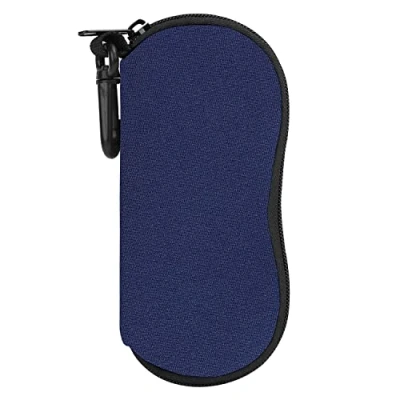 Abbildung von MoKo Brillenetui [Ultra Lightweight] Neopren Reißverschluss Sonnenbrille Tasche mit Gürtelclip für Brillen, Rahmen, Tragbare Case Schlüssel, Bleistifte, Karten, Pfauenfeder Dunkelblau