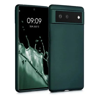 Abbildung von kwmobile Case kompatibel mit Google Pixel 6 Hülle Schutzhülle aus Silikon metallisch schimmernd Handyhülle Metallic Petrol