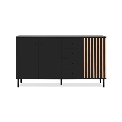 Abbildung von Finori Sideboard 4 Schübe, 2 Böden, Lamellen Optik, Eiche Dekor 160x90x40cm (BxHxT)