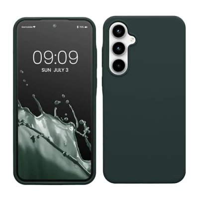 Abbildung von kwmobile Hülle kompatibel mit Samsung Galaxy A35 Silikon Handy Case Handyhülle weiche Oberfläche kabelloses Laden Moosgrün