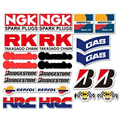 Abbildung von Ti El Es 24 PVC Aufkleber Set Motorsport Rennsport Motorrad Auto Racing Laminiert Sticker MOTO GP Sponsors