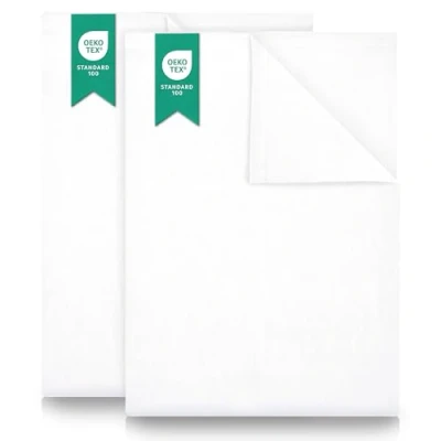 Abbildung von Bettlaken erstklassig gewebtes ohne Gummizug, NatureMark, 100% Baumwolle, Gummizug: ohne, (2 Stück), feines Leinentuch Spannbetttuch, Weiß