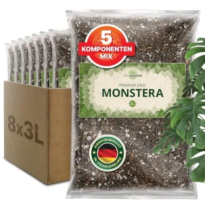 Abbildung von ORAGARDEN Monstera Erde für Zimmerpflanzen und Garten 24L Substrat Pflanzen, Palmen, Blumen 5 Komponenten Blumenerde