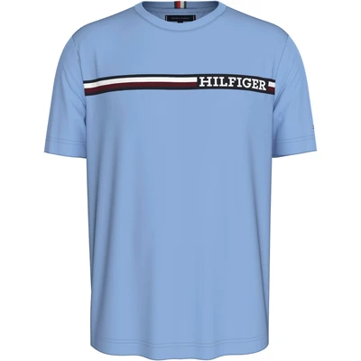 Abbildung von Tommy Hilfiger Chest Stripe TEE Tshirt print, Herren, Größe: Small, Vessel blue