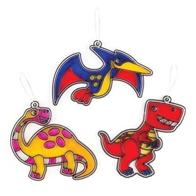 Abbildung von Baker Ross Suncatcher Bastelsets „Dinosaurier“ für Kinder zum Dekorieren Bastelset (8 Stück), sortiert