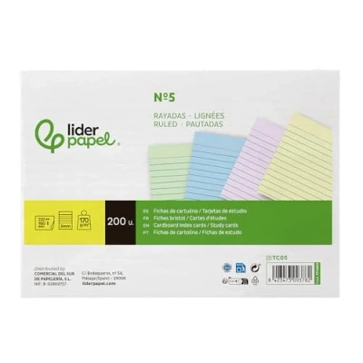 Abbildung von Liderpapel Karteikarte zum Lernen, liniert, farbiger Karton, 170 g/m², 160 x 220 mm, 200 Stück