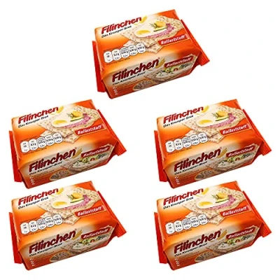 Abbildung von 5er Pack Filinchen Das Knusper Brot Ballaststoff 5 x 75 g zuckerarm Waffelbrot Knusperbrot Snack Knäckebrot Pausensnack