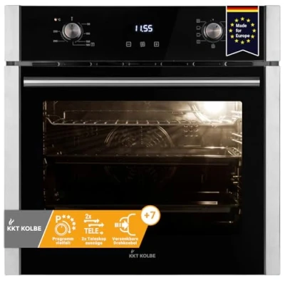 Abbildung von KKT KOLBE Einbaubackofen Backofen Elektroherd EB8010ED, mit 2 fach Teleskopauszug, DampfClean, 60 cm / Kochmulde Heissluft Grill Bratsystem Einbauherd