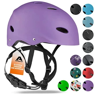 Abbildung von Apollo Skate Helm/Kinder Helm Verstellbarer Skateboard, Scooter, BMX Helm, mit Drehrad Anpassung geeignet für Kinder, Erwachsene, in verschiedenen Größen und Farben