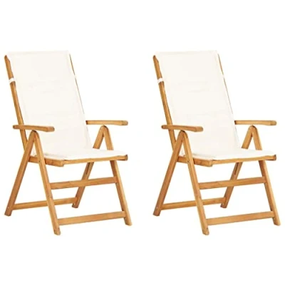Abbildung von vidaXL 2X Akazienholz Massiv Gartenstuhl Verstellbar Klappstuhl Hochlehner Stuhl Holzstuhl Stühle Gartensessel Gartenstühle Gartenmöbel Braun