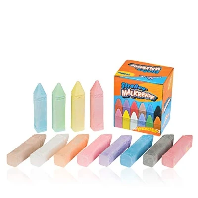 Abbildung von Smart Planet Straßenmalkreide 12x in vielen Farben Straßenkreide 10 x 2 cm Malkreide bunte Kinder Kreide zum Malen Straße abwaschbar
