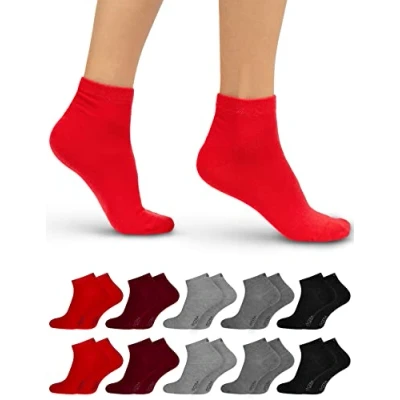 Abbildung von OCERA 10 Paar Kurzschaft Socken für Damen &amp; Herren (unisex) in verschiedenen Farben Rot Grau Mix 47/50