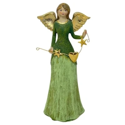Abbildung von Dadeldo Living &amp; Lifestyle Engel Dekofigur Grün Gold Resin 21cm Weihnachtsdeko