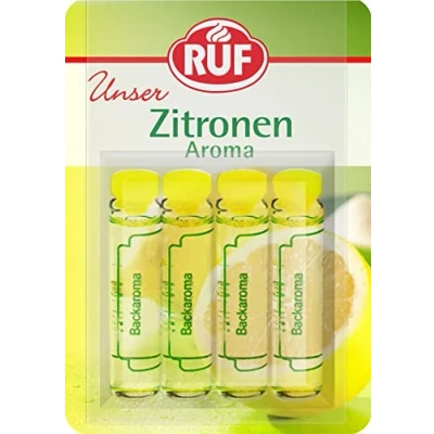 Abbildung von RUF Backaroma Zitrone, 4 Fläschchen Zitronenaroma, fruchtig frische Zitronen Note für Teig , Cremes und Getränke, glutenfrei vegan