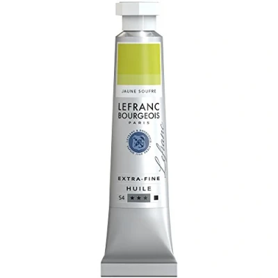 Abbildung von Lefranc Bourgeois 404915 extra feine Ölfarbe in Künstlerqualität aus hochwertigen Pigmenten, lebendige Farben, hohe Lichtechtheit, 20ml Tube Schwefelgelb