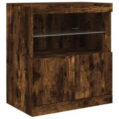 Abbildung von vidaXL Sideboard, Kommode mit viel Stauraum, Highboard Schrank LED Leuchten, Anrichte Beistellschrank Standschrank, Modern, Räuchereiche