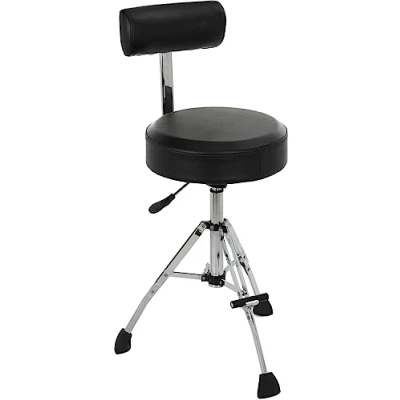 Abbildung von Gibraltar 9608HRTB Schlagzeughocker, Drumhocker (höhenverstellbarer 15&quot; Runder Barhocker, mit Rückenlehne und Fußstütze, ultimativer Sitzkomfort Stabilität, für Studio, Bühne Büro)