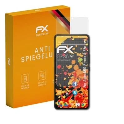 Abbildung von atFoliX Panzerfolie kompatibel mit Asus ROG Phone 9 Pro Schutzfolie, entspiegelnde und stoßdämpfende FX Folie (3X)