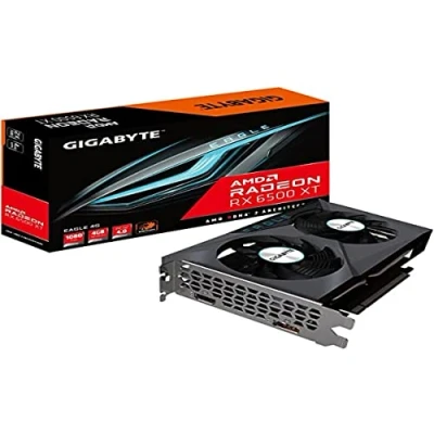 Abbildung von Gigabyte GV R65XTEAGLE 4GD AMD. 4 GB. Radeon RX 6500 XT. GDDR6. PCI E 4.0. HDMI Ports Quantity 1. Memory Clock Speed 18000 MHz