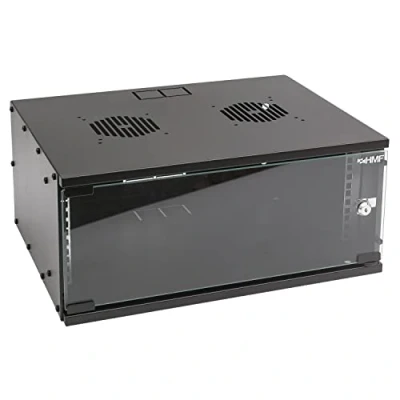 Abbildung von HMF Serverschrank 19 Zoll, 4 HE, Netzwerkschrank, unmontiert, 51 x 40 22,5 cm, Schwarz